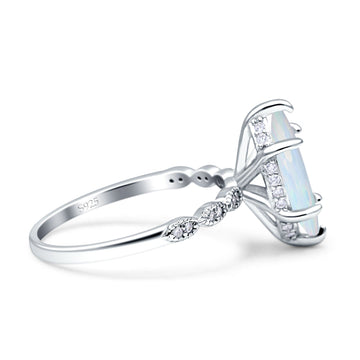 Solitaire Marquise Engagement Ring Lab Created White Opal 925 Sterling Silver Wholesale